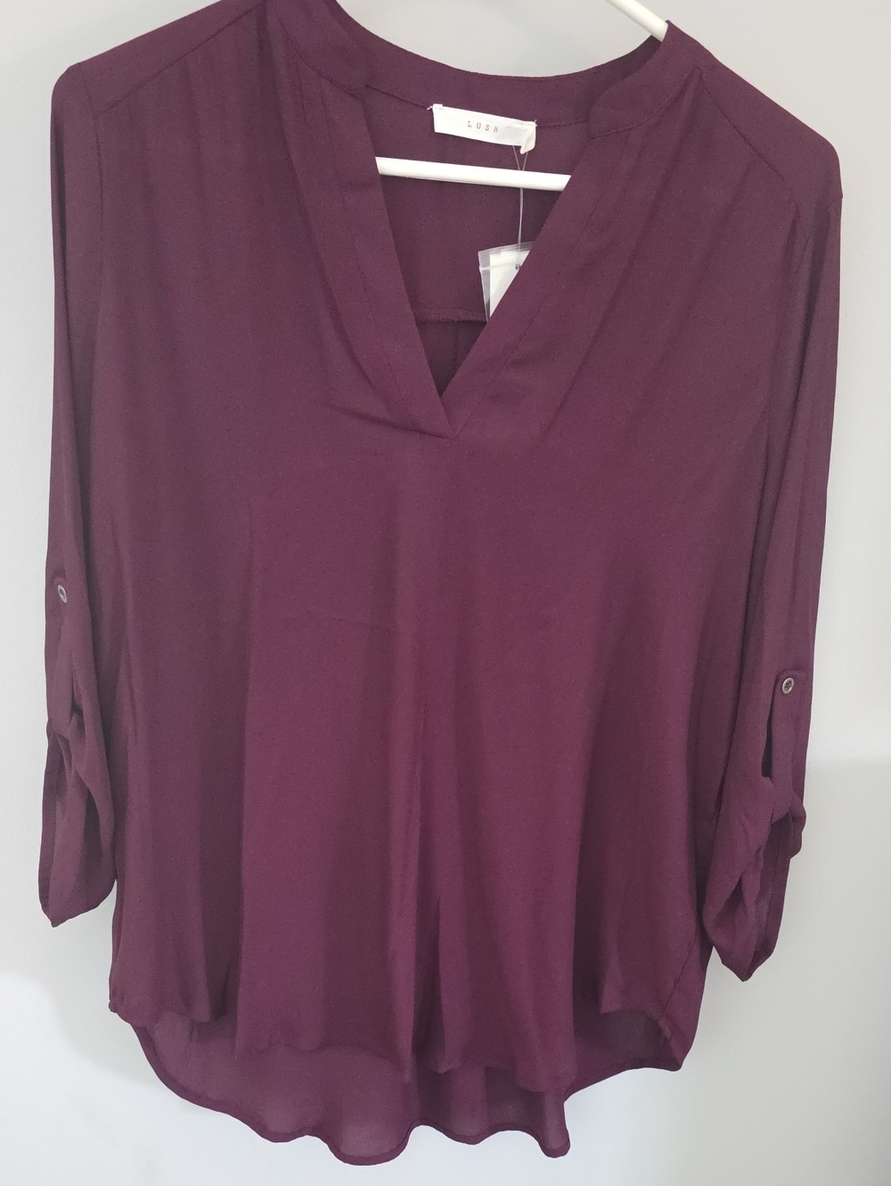 Lush Warren Split Neck Blouse Medium
